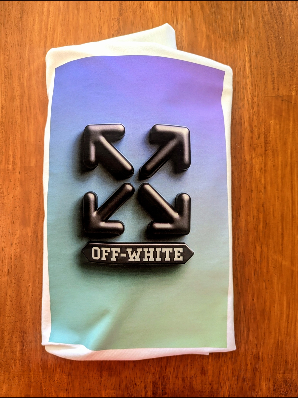 Off-White Gradient Arrow Logo Short Sleeve Tee - White, Purple, Teal